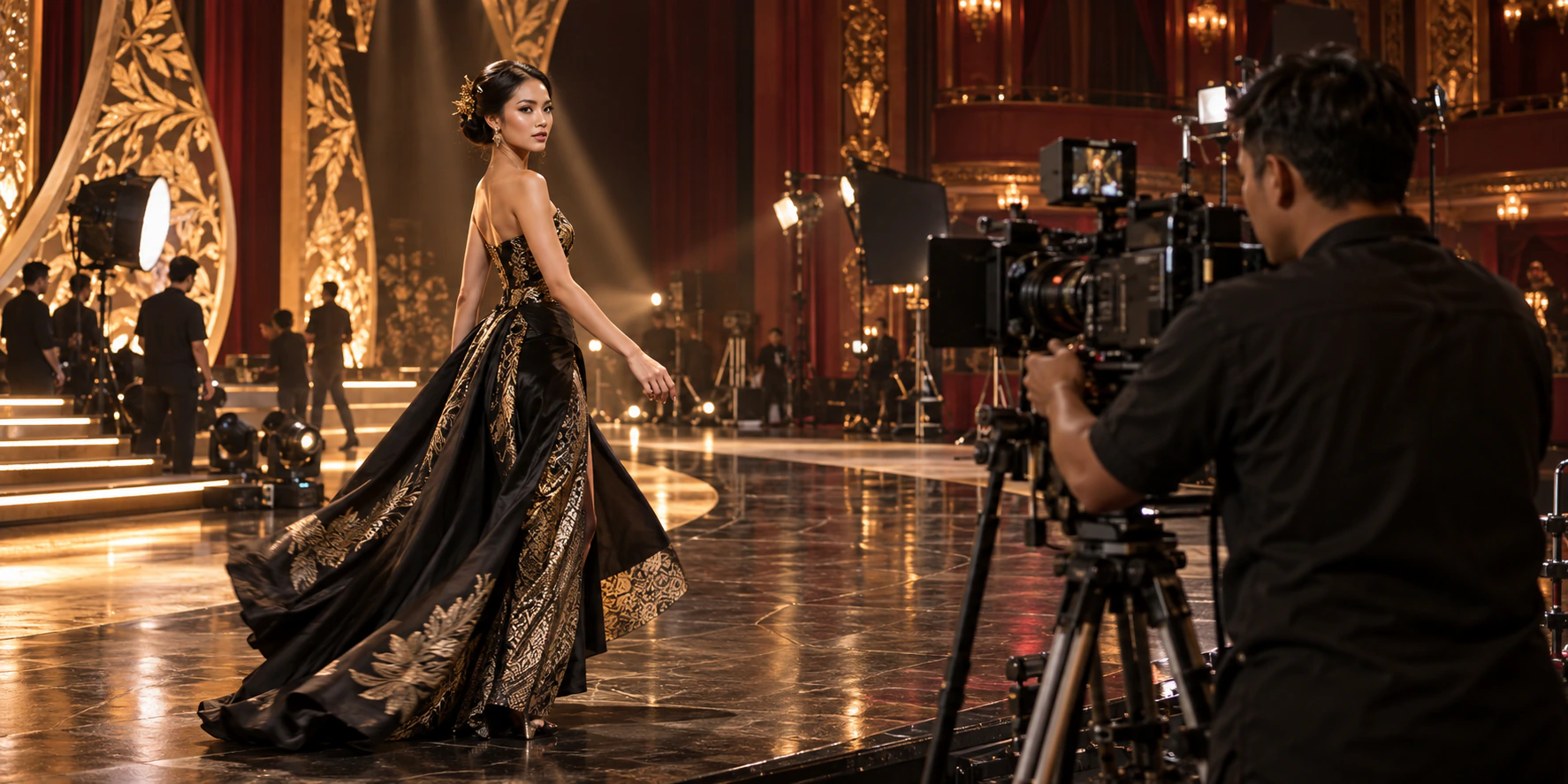 ภาพโปรโมต StageHub: นางแบบและทีมถ่ายทำวิดีโอในสตูดิโอ